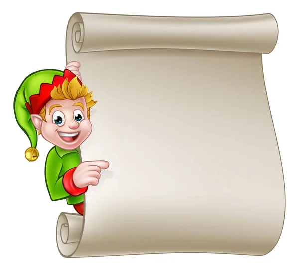 Santa Helper Elf Christmas Scroll — Stock Vector