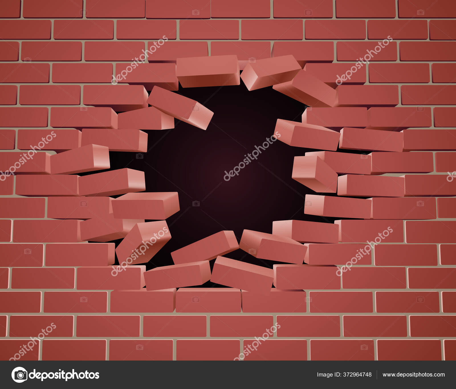 Briser le trou de  mur de  brique   Image vectorielle 