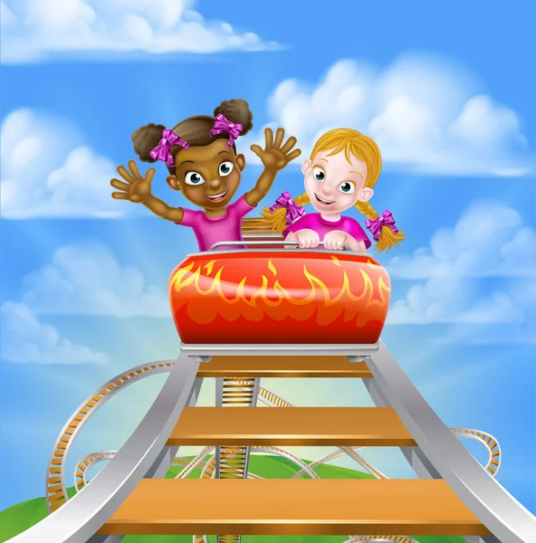 Fun Roller Coaster Kids — Stockový vektor