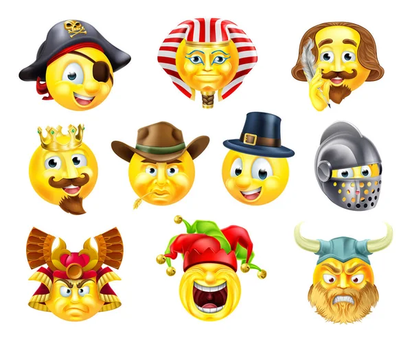 Histoire Emoji Emoticon Set — Image vectorielle