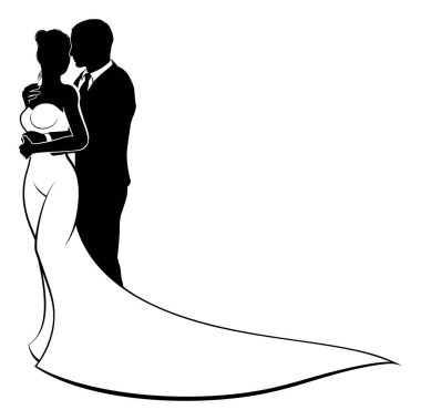 Düğün Silueti Gelin ve Damat