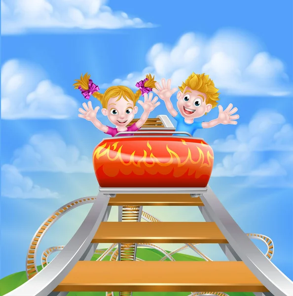 Cartoon Theme Park Roller Coaster — Stockvector