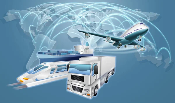 Concepto Logístico Mapa del Comercio Mundial — Archivo Imágenes Vectoriales