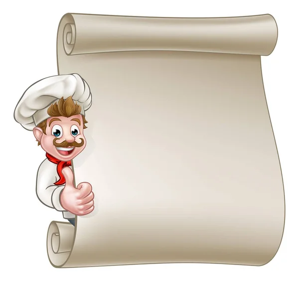 Cartoon Chef Menü Scroll — Stockvektor