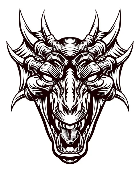 Cara principal del monstruo dragón Demonio — Vector de stock