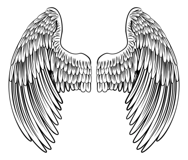 Paar Engel- oder Adlerflügel — Stockvektor