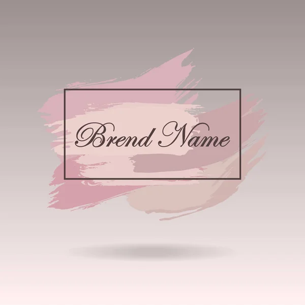 Diseño de logotipo prefabricado, banner y marca de agua. Diseño de pinceles artísticos en colores pastel rosados — Vector de stock