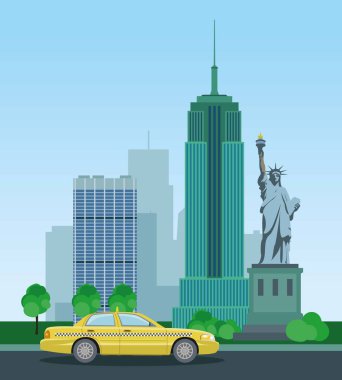 New York ve Özgürlük heykeli gökdelenler