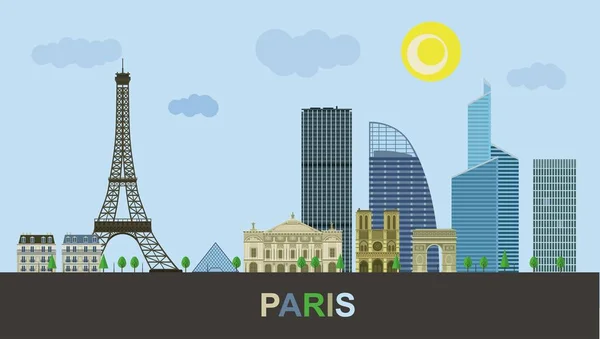 Bâtiments historiques et modernes de Paris. Illustration vectorielle . — Image vectorielle