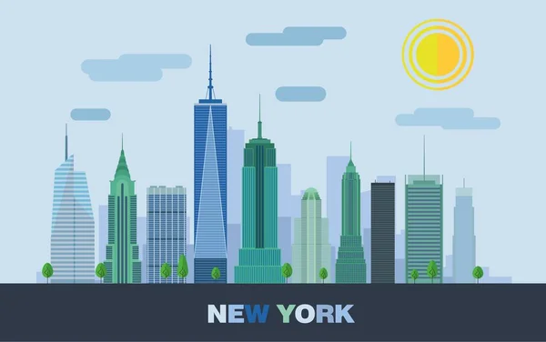 A paisagem dos arranha-céus em Nova York — Vetor de Stock