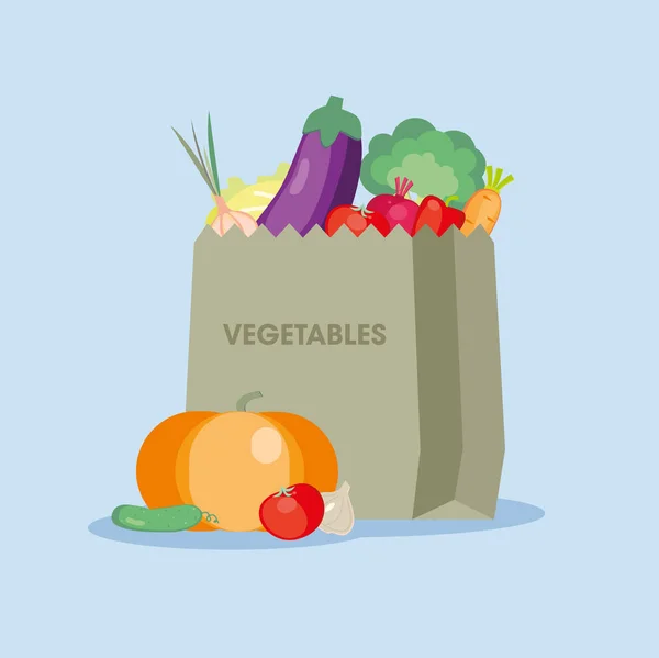 Verduras Frescas Bolsa Papel Ilustración Vectorial — Archivo Imágenes Vectoriales