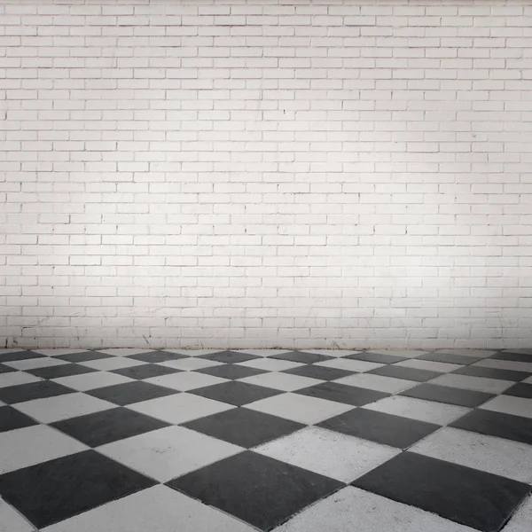 Room with white bricks wall — Stock Photo, Image