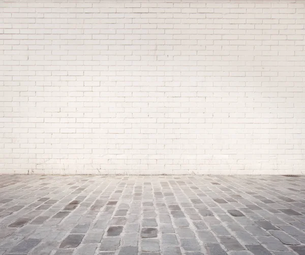 Room with white bricks wall — Stock Photo, Image