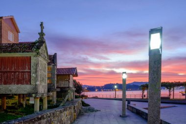 kasaba Combarro sunrise, Pontevedra, Galiçya, İspanya