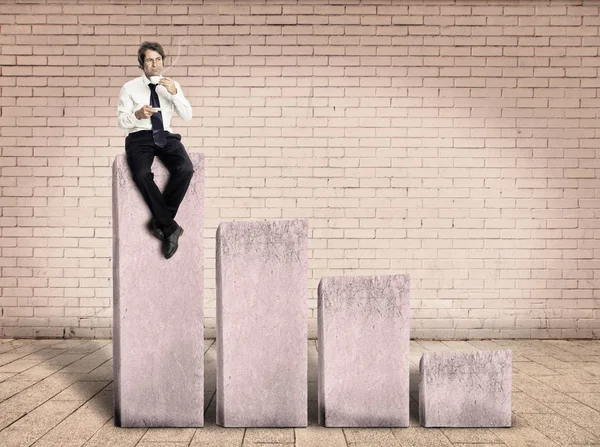 Businessman Taking Coffee Siting Chart — Stock Photo, Image