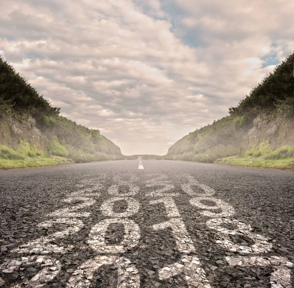 Transición Entre Año 2017 Año 2018 Pintado Carretera Asfaltada — Foto de Stock