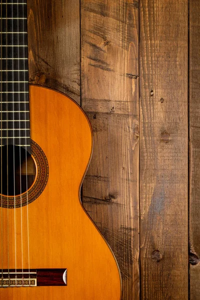 Guitarra Fondo Madera —  Fotos de Stock