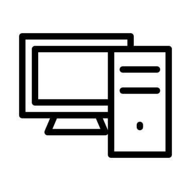 Bilgisayar ince çizgi vektör simgesi 