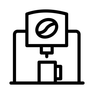 kahve makinesi ince çizgi vektör simgesi 