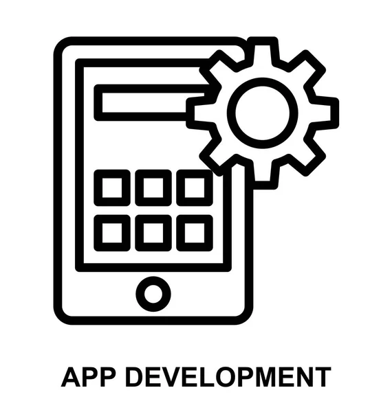 DESARROLLO DE LA APLICACIÓN icono de vector de línea delgada — Archivo Imágenes Vectoriales