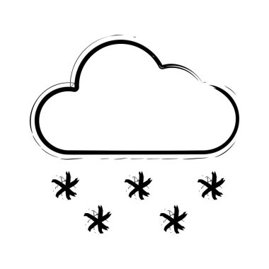 bulut kar el çizilmiş vektör simgesi 