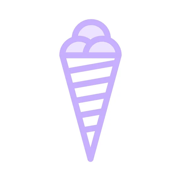 CONE ICE CREAM icône vectorielle de ligne de couleur — Image vectorielle