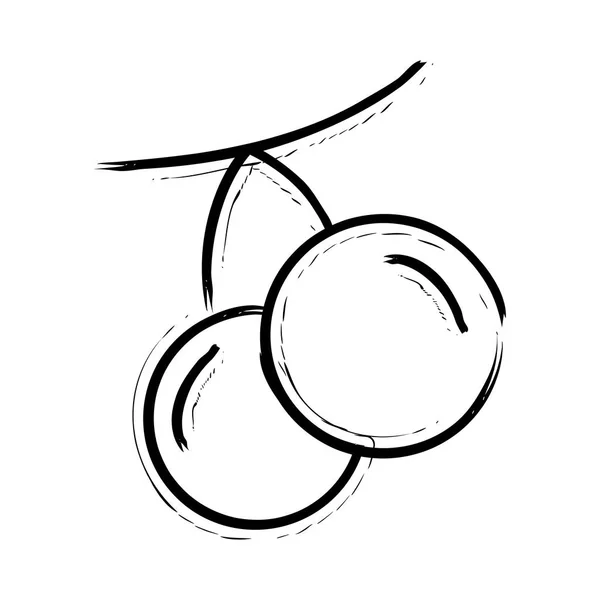 Ícone de vetor desenhado à mão cereja — Vetor de Stock