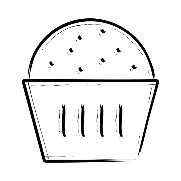 Cup cake hand dras vektor symbol — Stock vektor