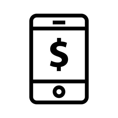Mobil ödeme ince çizgi vektör simgesi 