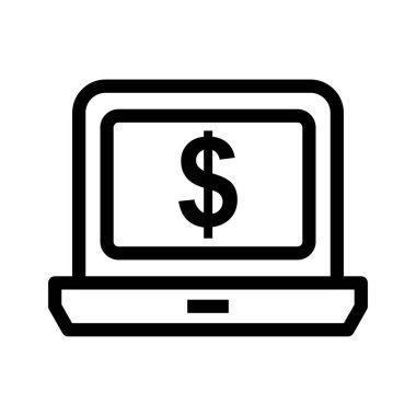 online ödeme ince çizgi vektör simgesi 