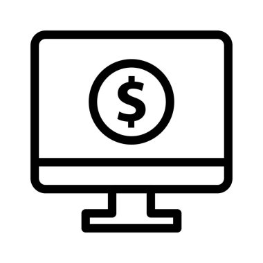 online ödeme ince çizgi vektör simgesi 