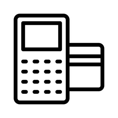 kredi kartı makine ince çizgi vektör simgesi 