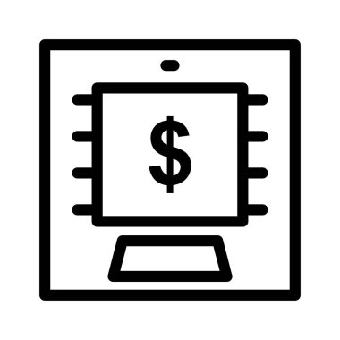 ATM makine ince çizgi vektör simgesi 