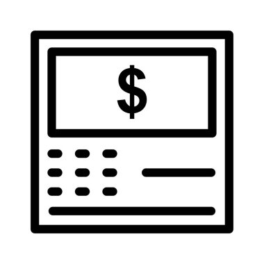 ATM makine ince çizgi vektör simgesi 