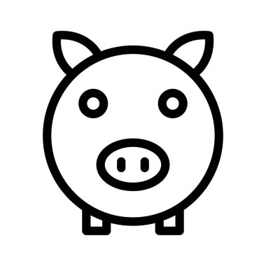 Piggy Bank İnce Hat Vektörü Simgesi 