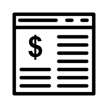 ödeme online ince çizgi vektör simgesi 