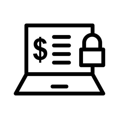 Online ödeme kilit vektör satırı simgesi