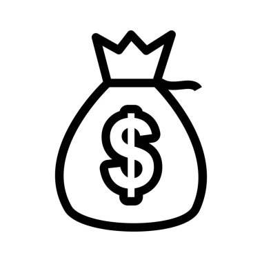 Para çantası ince çizgi vektör simgesi 