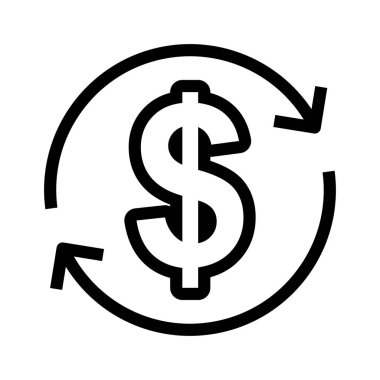 Para transferi ince çizgi vektör simgesi 