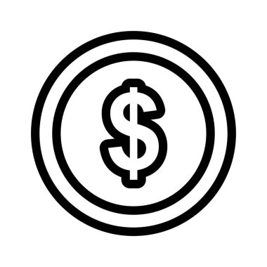 Doları para ince çizgi vektör simgesi 