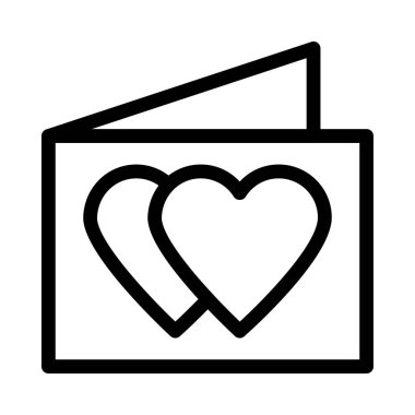 Kalp kart ince çizgi vektör simgesi 