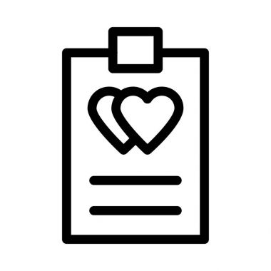 Kalp kimlik kartı kalın satır vektör simgesi 