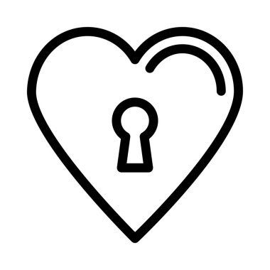 Kalp kilit kalın satır vektör simgesi 