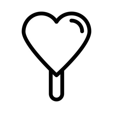 Kalp lolipop kalın satır vektör simgesi 