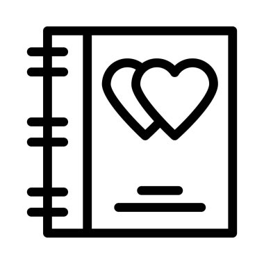 Kalp günlüğü kalın satır vektör simgesi 