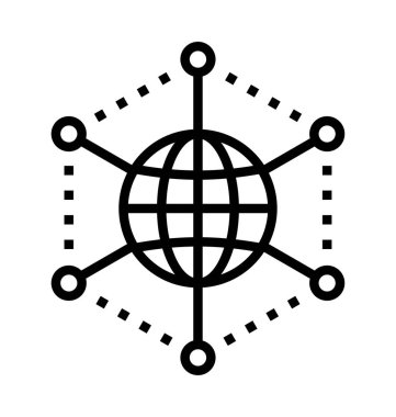 Veri ağ kalın satır vektör simgesi 