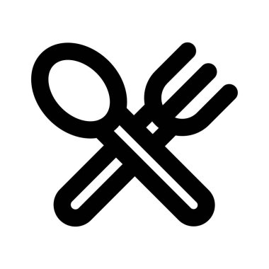 Çatal ve kaşık kalın satır vektör simgesi 