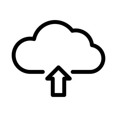 Bulut Upload ince çizgi vektör simgesi 