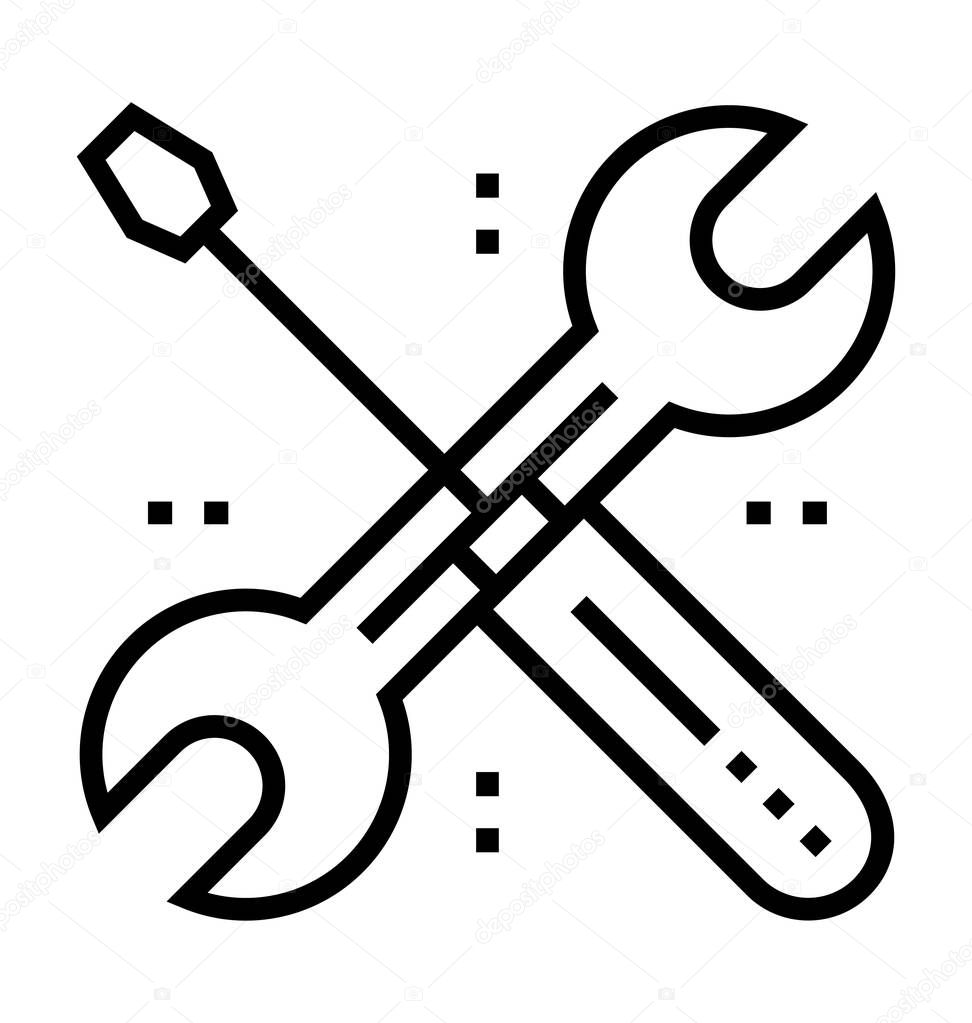 SETTING TOOLS BOLD LINE VECTOR ICON 