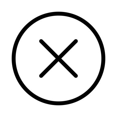 İnce çizgi vektör simgesi çapraz 